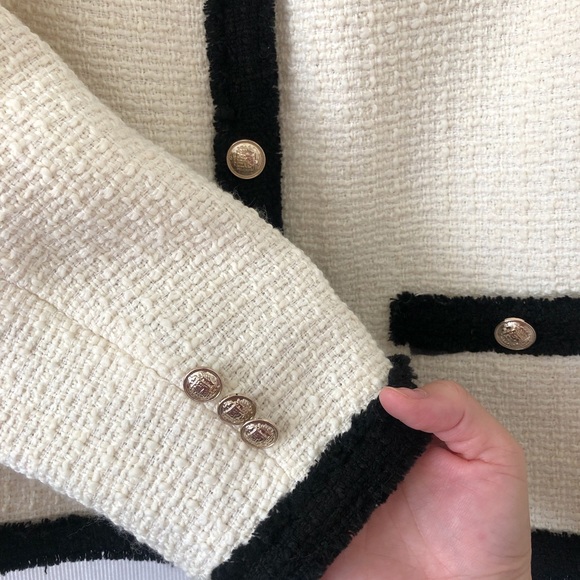 ❌SOLD❌H&M Classic Wool Blend White Tweed Jacket - Picture 11 of 13